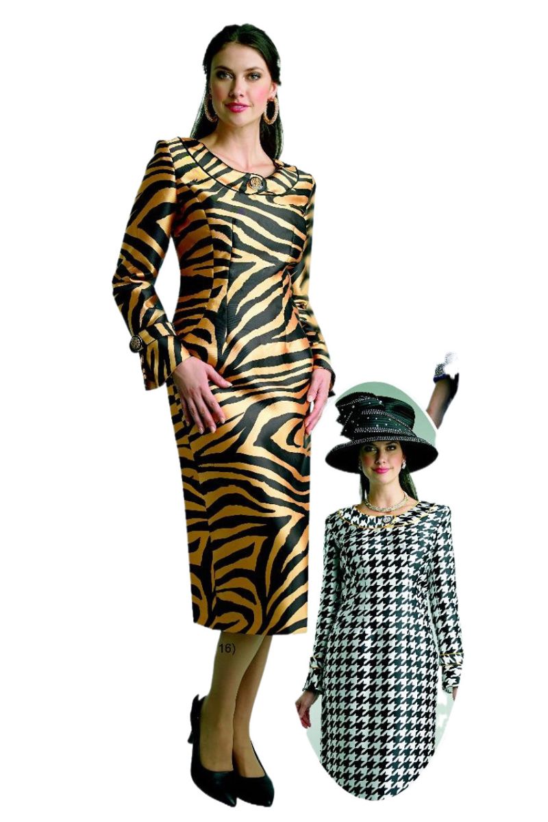 French Novelty Lily and Taylor 4712 Mixed Print Church Dress