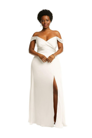 Ivory Dessy Collection 3108 Pleated Bodice Wedding Gown