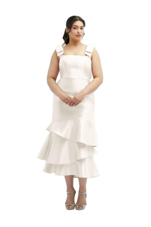 Dessy Collection Ivory 3127 Gigi Flounced Midi Bridesmaid Dress