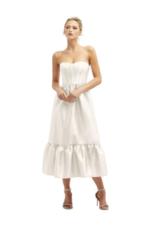 Dessy Collection Ivory 3141 Isla Ruffle Hem Midi LWD
