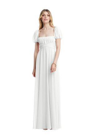 White Dessy Collection 3120 Puff Sleeve Little White Dress