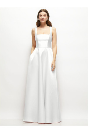 Dessy Collection White 3153 Square Neck Little White Dress