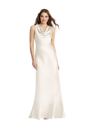 Lovely Ivory LB004 Cowl Neck Sleeveless Little White dress