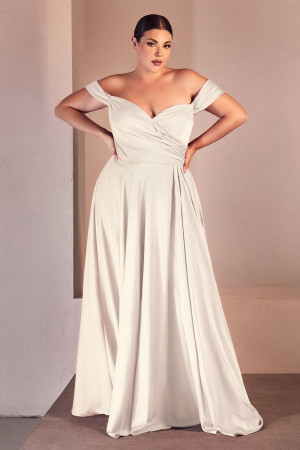 Ladivine 7493WC Soft Satin Off The Shoulder Bridal Gown