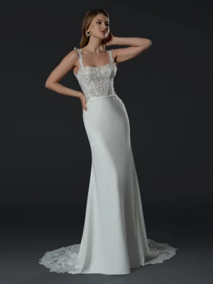 Size 14 Off White Stella Couture 24569 Lace Bodice Wedding Gown