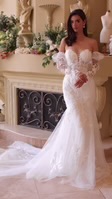 Size 12 Floral Andrea and Leo WL033 Lace Mermaid Bridal Gown