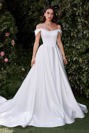 Ladivine CDS513W Off The Shoulder Soft Satin Bridal Ball Gown