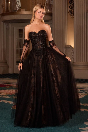 Ladivine CD717 Strapless Beaded Corset Evening Gown