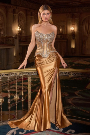 Ladivine CD733 Strapless Corset Fitted Gown