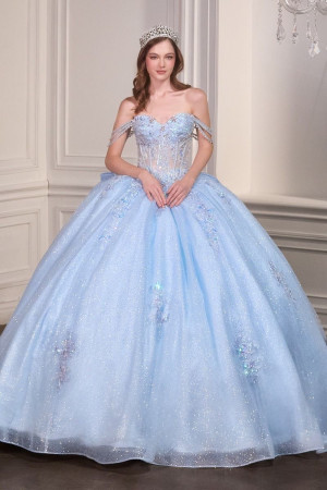 Ladivine 15735 Off-The-Shoulder Beaded Quinceanera Dress