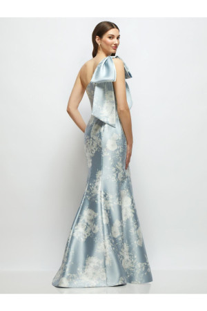 Alfred Sung D879FP Leonor Floral Bridal Party Gown With One Bow Shoulder