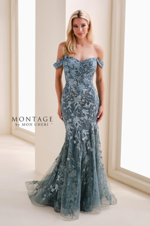 Montage M4210 Long MOB Dress Romantic Mermaid Draped Sleeves