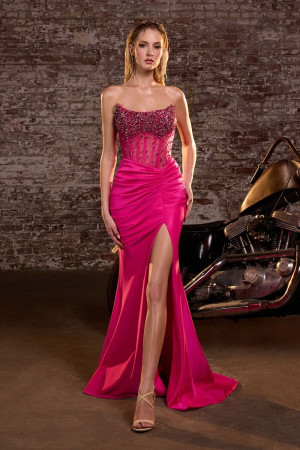 Ladivine CW301 Strapless Beaded Evening Gown