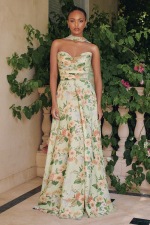 Ladivine Amoris T717 Floral Chiffon Gown