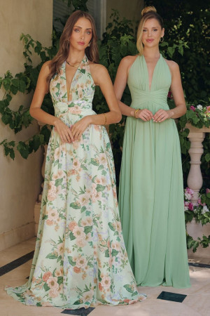 Ladivine Amoris T719 A-Line Floral Halter Gown