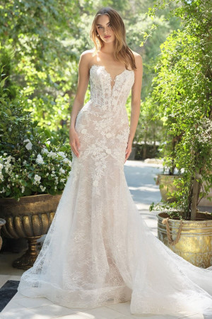 Andrea and Leo WL072 Strapless Floral Wedding Gown