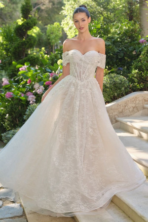 Andrea & Leo WL090 Off-The-Shoulder Floral Wedding Gown