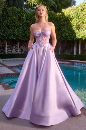 Ladivine CD389 Strapless A-Line Prom Dress