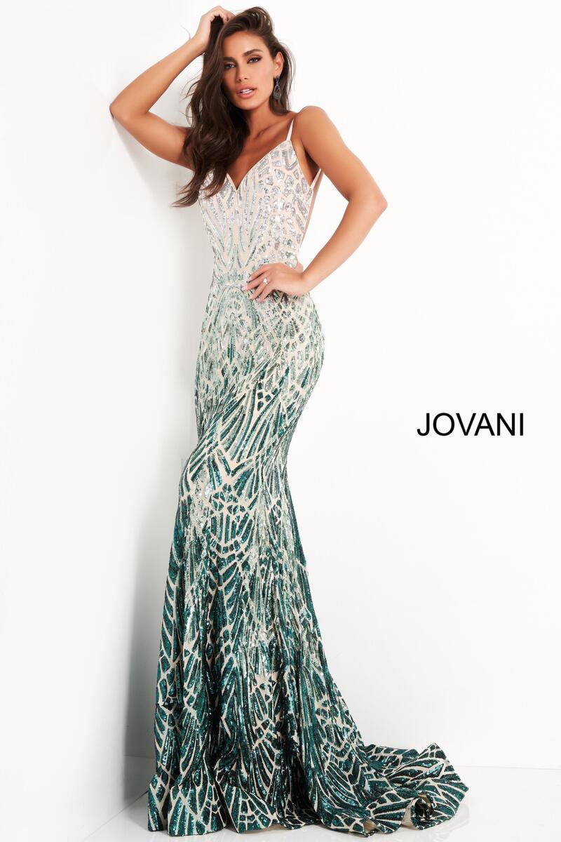 Jovani 06450 Backless Ombre Sequin Gown