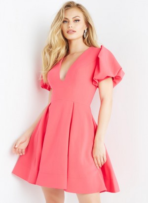 Jovani 07628 Puff Sleeve Short Dress