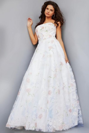 Jovani 07966 Subtle Floral Prom Ball Gown