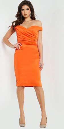 Jovani 09423 Off Shoulder Ruched Cocktail Dress