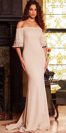 Size 10 Navy Jovani 09516 Puff Elbow Sleeve Gown