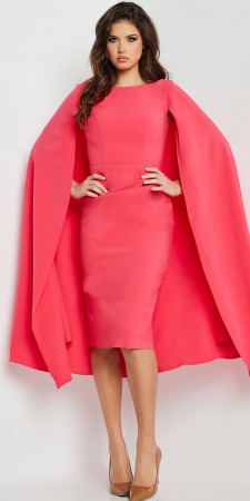 Jovani 09756 Cocktail Dress with Attached Cape