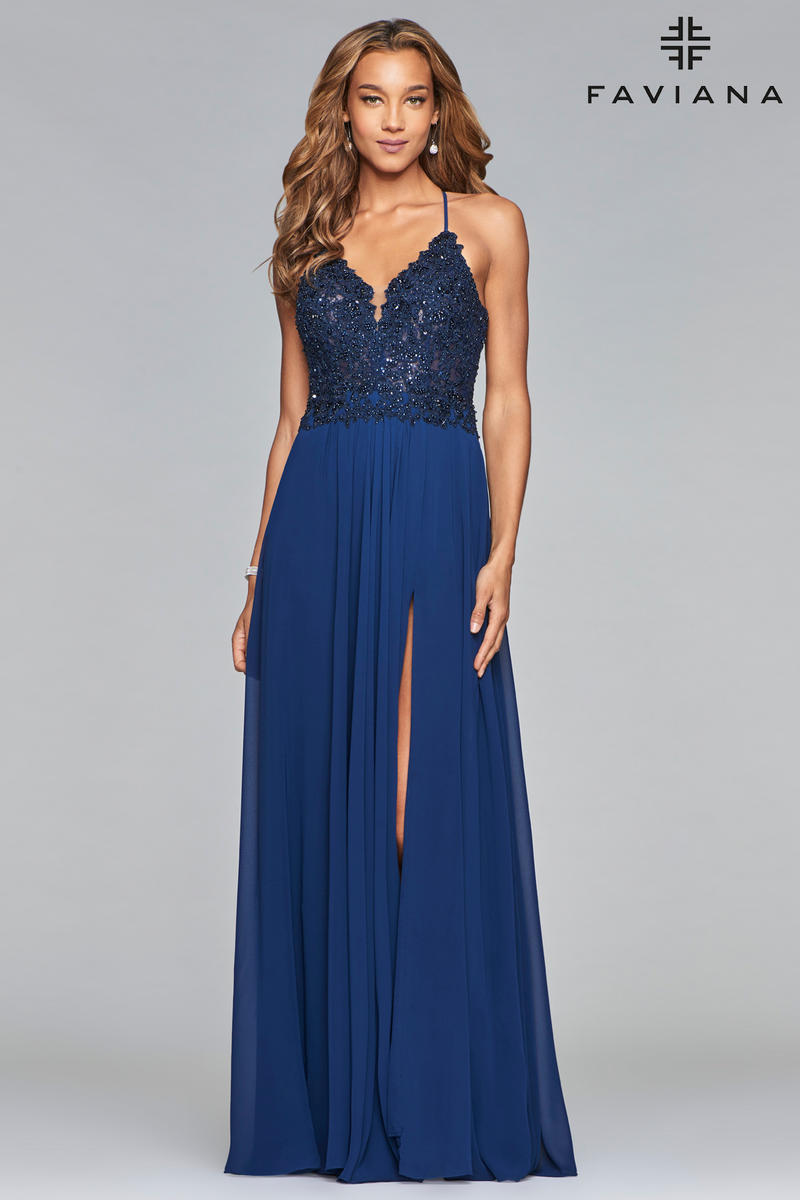 French Novelty: Faviana 10005 Prom Dress with Lace Up Back