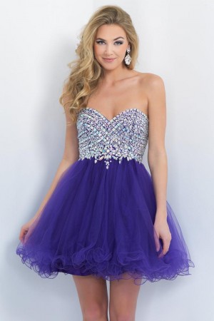 Blush 10053 Short Beaded Tulle Homecoming Dress