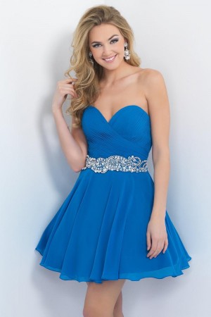 Blush 10059 Short Beaded Waist Party Dress