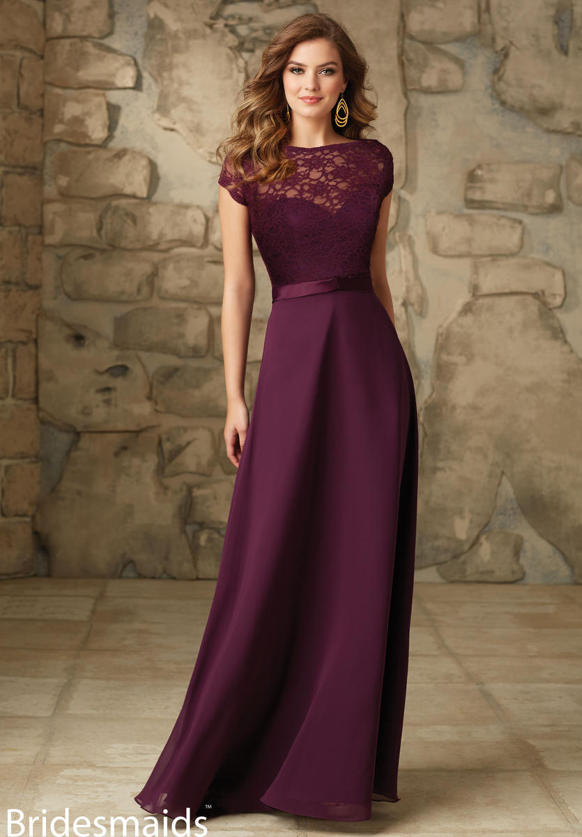 Mori Lee 101 Bridesmaid Gown with Lace Jacket - French Novelty