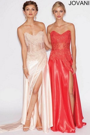 Jovani 10473 Silk Formal Dress with Lace