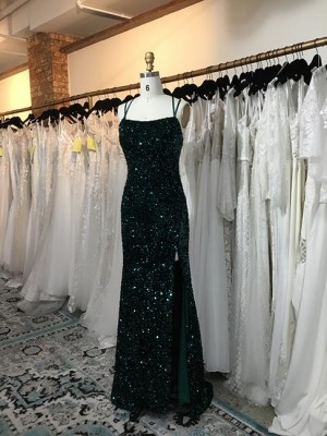 Size 10 Emerald Dave and Johnny 10640 Strappy Sequin Prom Dress