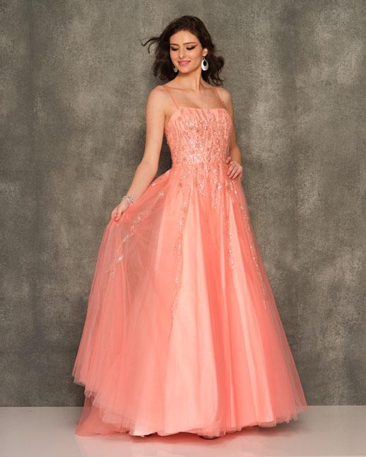 French Novelty Dave and Johnny 10938 Beautiful Coral Prom Dress