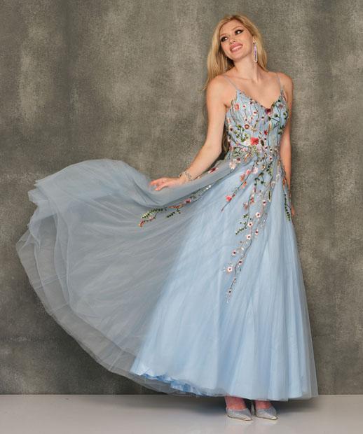 French Novelty Dave and Johnny 10987 Colorful Floral Top Prom Dress