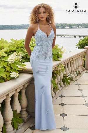 Faviana 11003 Open Lace Up Back Prom Dress
