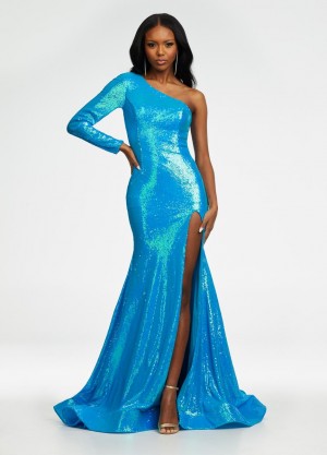 Ashley Lauren 11026 One Long Sleeve Sequin Gown