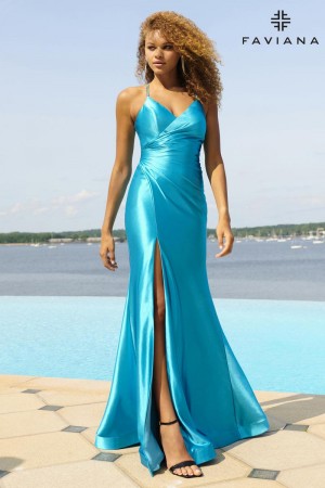 Faviana 11051 Tie Up Back Satin Prom Dress