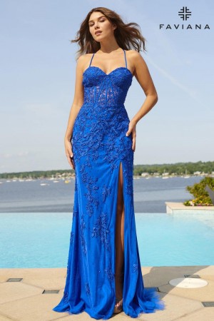 Faviana 11054 Sheer Corset Prom Dress