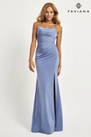Faviana 11064 Matte Satin Ruched Prom Dress