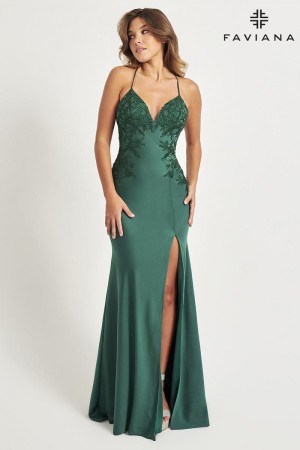 Size 10 Evergreen Faviana 11070 Open Tie Up Back Prom Dress