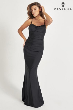 Faviana 11072 Cowl Back Ruched Prom Dress