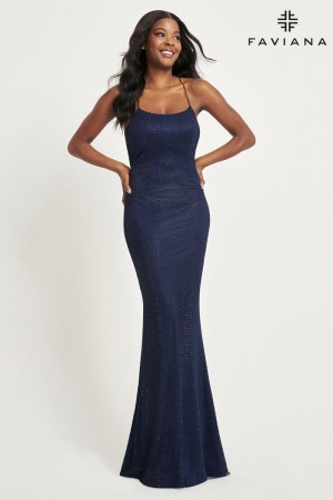 Faviana 11077 Shimmering Beaded Mesh Prom Dress