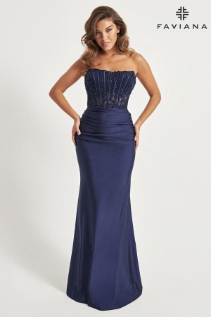 Faviana 11081 Sheer Embroidered Corset Prom Dress