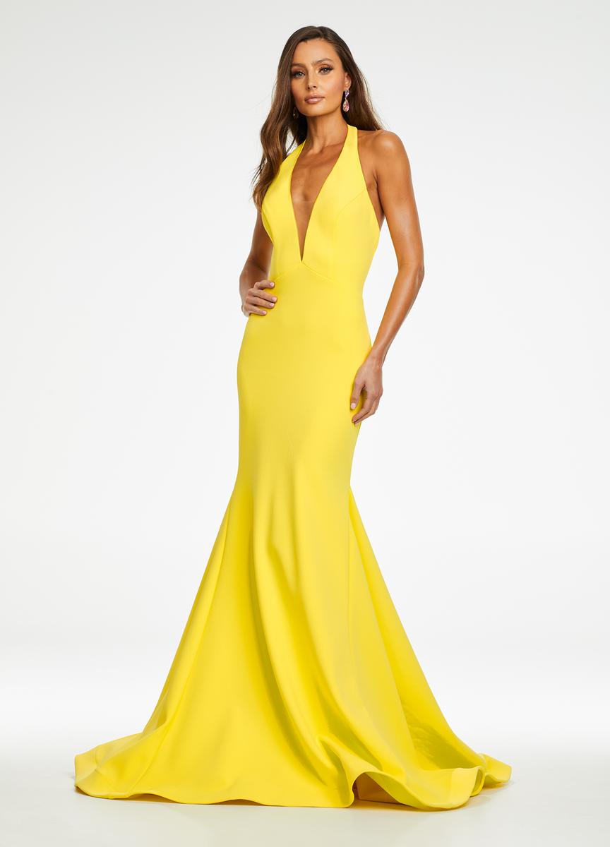 French Novelty Ashley Lauren 11121 Deep V Halter Prom Dress
