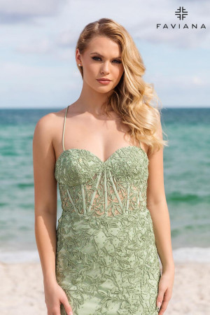 Faviana 11128 Lace Corset Cocktail Dress