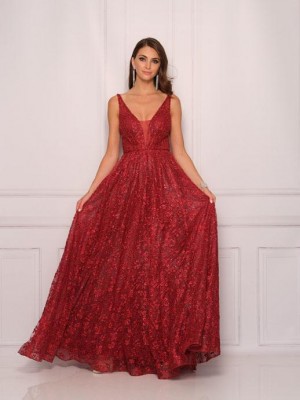 Dave and Johnny 11131 Burgundy Prom Dress