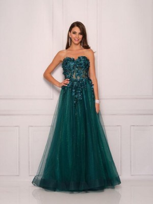 Dave and Johnny 11132 Strapless 3D Flower Prom Dress