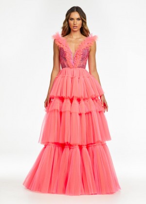 Ashley Lauren 11140 Tiered Ruffle Ball Gown